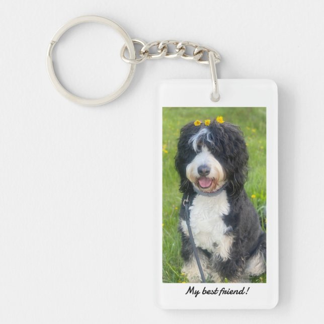 Porte-clefs Mon meilleur ami avec Birdie le Bernedoodle (Devant)