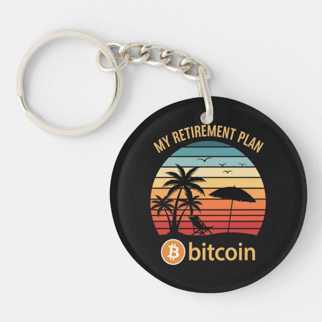 Porte-clefs Mon Plan De Retraite Bitcoin Plage Coucher De Sole (Devant)