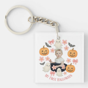 Porte-clefs Mon premier Halloween   Mignonne Citrouille et cou