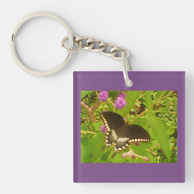 Porte-clefs Monarque noir violet (Devant)