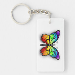 Porte-clefs Monarque papillon arc-en-ciel