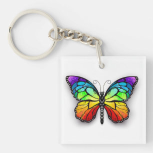 Porte-clefs Monarque papillon arc-en-ciel