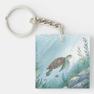 Porte-clefs Monde sous-marin avec tortue