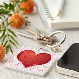 Porte-clefs Moniteur ECG Cœur Rouge Soins de Santé