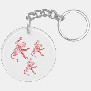 Porte-clefs Monkey mandala Circle (double face) Porte - clé
