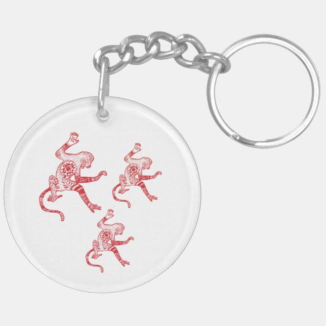Porte-clefs Monkey mandala Circle (double face) Porte - clé (Dos gauche)