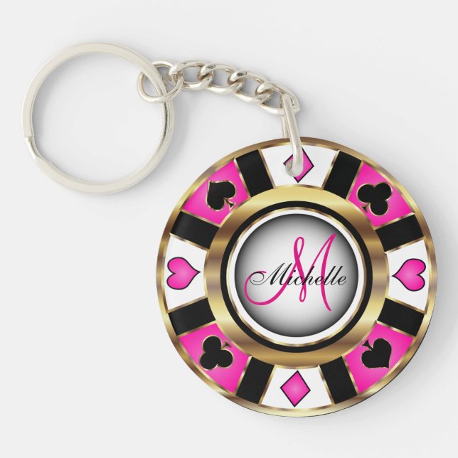 Porte-clefs Monogram Black, Hot Pink et Gold Las Vegas Style (Devant)