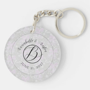 Porte-clefs Monogram Coquette Rose rubans en voile - Mariées