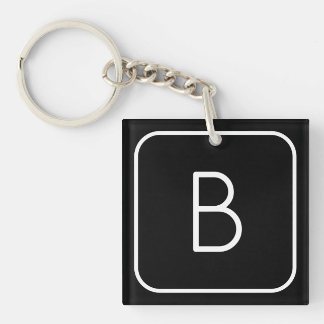 Porte-clefs Monogram de Styled | White & Black (Devant)