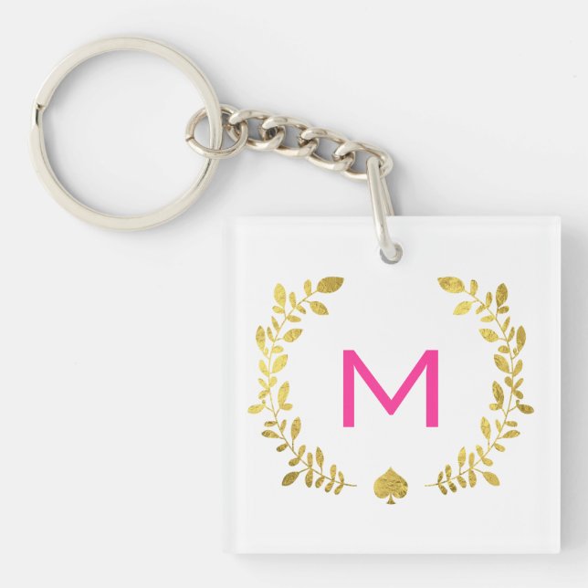 Porte-clefs Monogram Gold Foil Laurel & Spade (Devant)