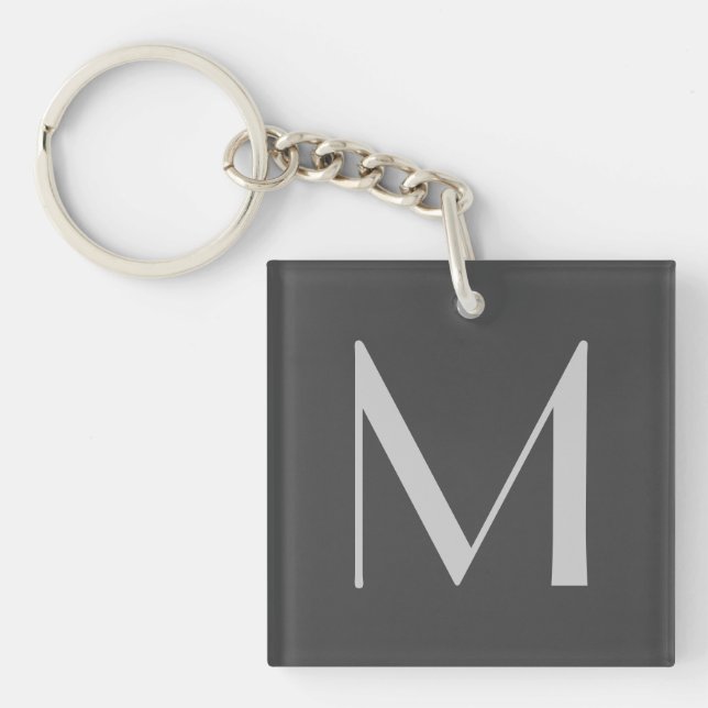 Porte-clefs Monogram Grey Modern Ajouter Votre Nom Initial (Devant)