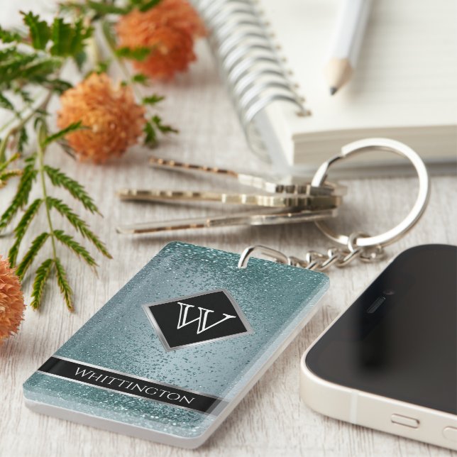 Porte-clefs Monogram Twinkle Ombre - Turquoise (Devant droit)