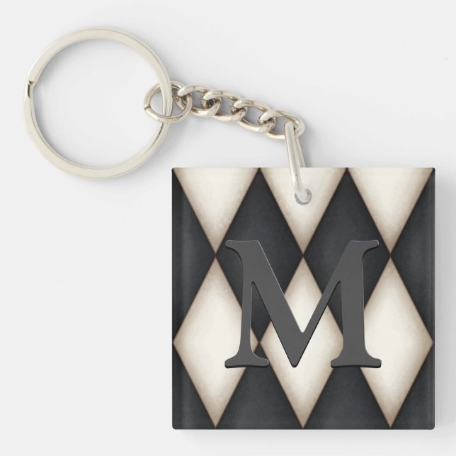 Porte-clefs Monograme de Black & White Harlequin (Devant)