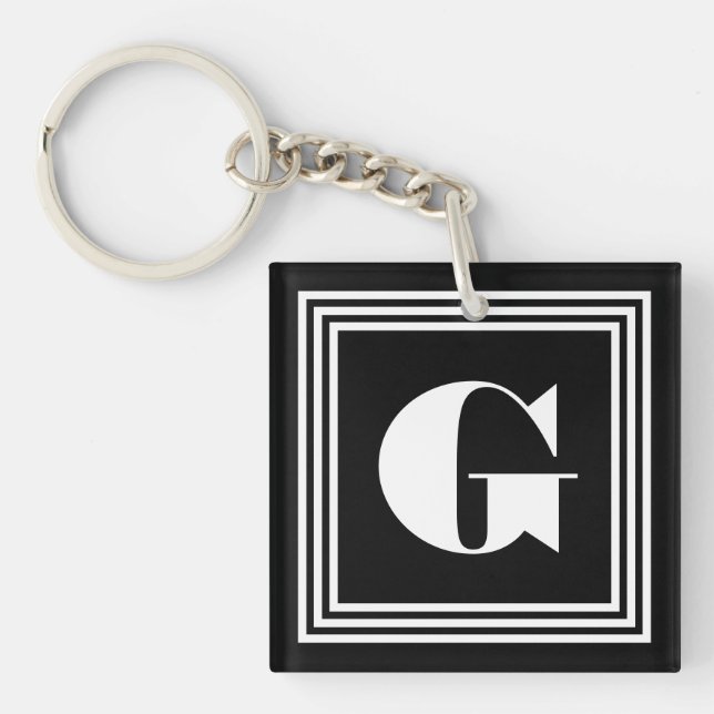 Porte-clefs Monogramme 3 trames en gras | Noir et blanc (Devant)