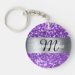 Porte-clefs Monogramme à huile d'argent à Parties scintillant