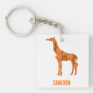 Porte-clefs monogramme Abstrait de silhouette de girafe