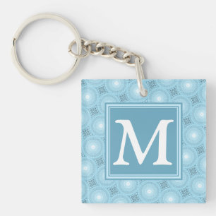 Porte-clefs Monogramme ange bleu cercles motif