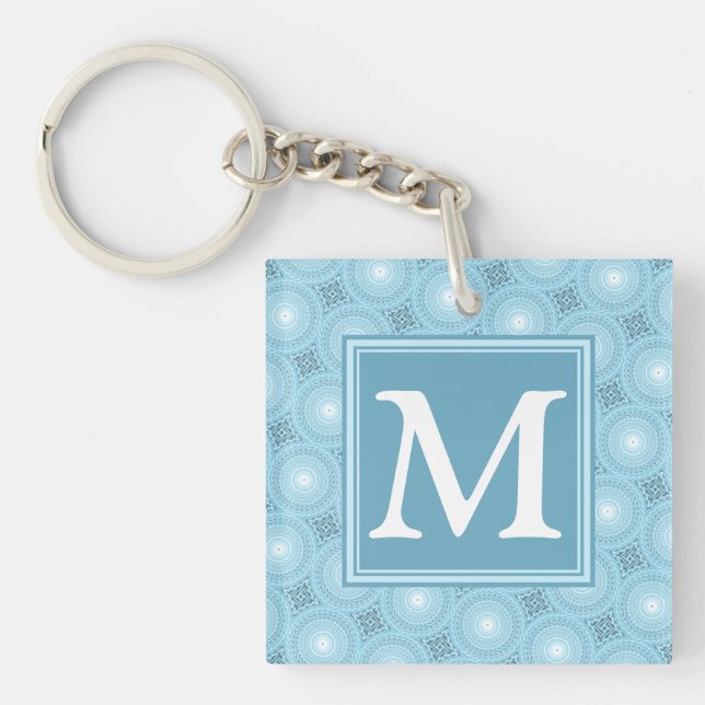 Porte-clefs Monogramme ange bleu cercles motif (Devant)