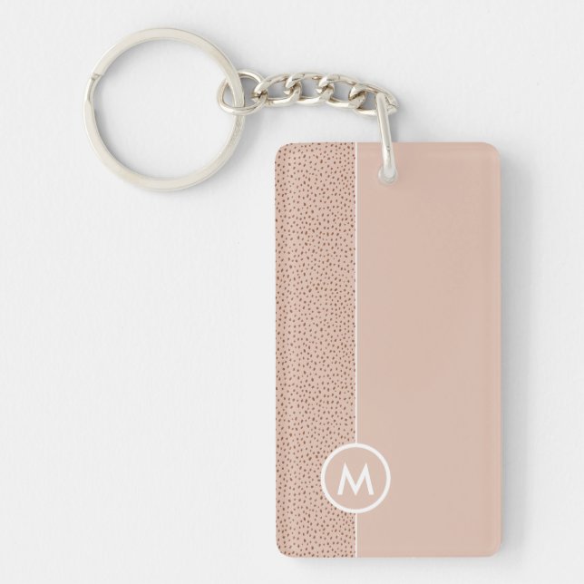 Porte-clefs Monogramme beige tendance avec Boho en terre cuite (Devant)