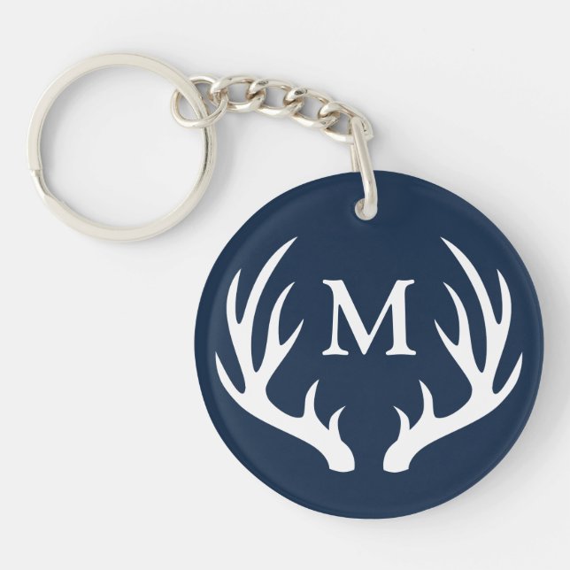Porte-clefs Monogramme blanc rustique des andouillers | de (Devant)