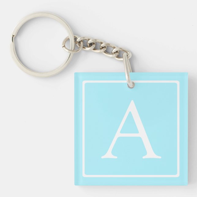 Porte-clefs Monogramme bleu ciel simple (Devant)