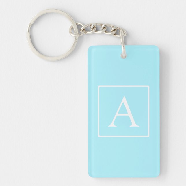 Porte-clefs Monogramme bleu ciel simple (Devant)