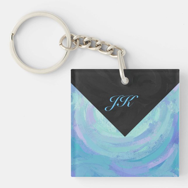 Porte-clefs Monogramme bleu glacier (Devant)