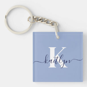 Porte-clefs Monogramme bleu moderne