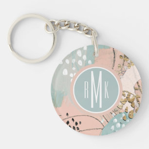 Porte-clefs Monogramme   Blush & Gold I