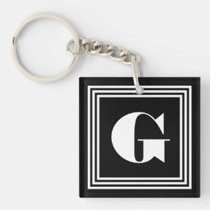 Porte-clefs Monogramme Cadre Gras 3 Noir & Blanc