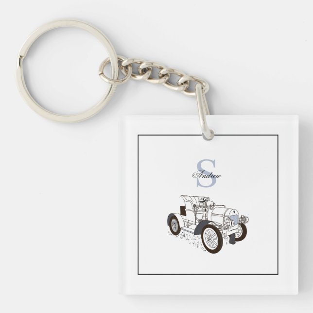 Porte-clefs Monogramme Cartes Graphiques Personnalisées Voitur (Devant)
