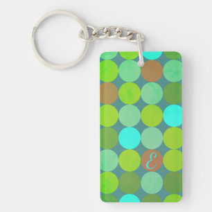 Porte-clefs Monogramme Cercles Vert Citron Turquoise & Rouille