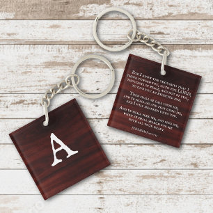Porte-clefs Monogramme chrétien en bois rustique Jérémie 29:11