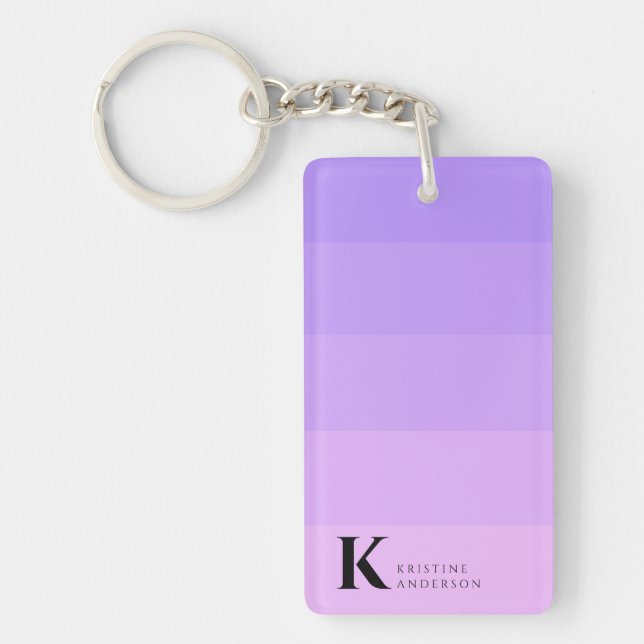 Porte-clefs Monogramme Classique Fille Chic Violet Lilac Ombre (Devant)