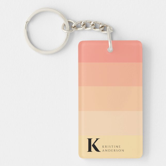 Porte-clefs Monogramme Classique Ombre Peach Chic Girly (Devant)