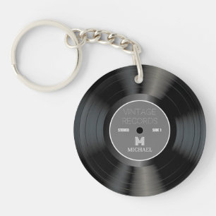 Porte-clefs Monogramme classique vintage des années 80 Nom R