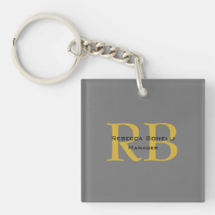 Porte-clefs Monogramme couleur or gris moderne Ajouter un nom