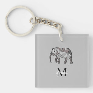Porte-clefs Monogramme Cute Graphics Eléphant Personnalisé N