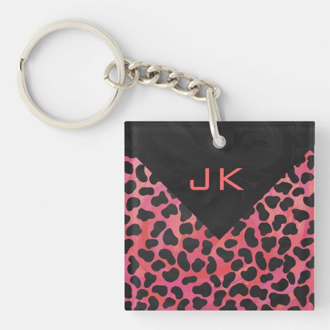 Porte-clefs Monogramme Dalmatien Noir et Rouge (Devant)