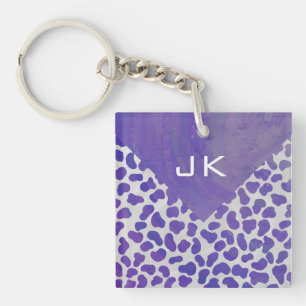 Porte-clefs Monogramme Dalmatien violet et blanc