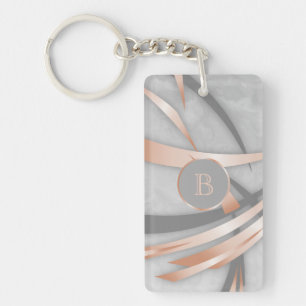 Porte-clefs Monogramme d'art Abstrait en marbre d'or Rose