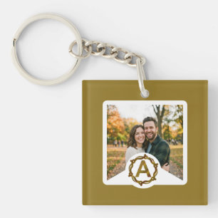 Porte-clefs Monogramme d'Artisan Personnalisé A Cadre en Boi
