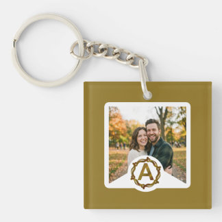 Porte-clefs Monogramme d'Artisan Personnalisé A | Cadre en Boi