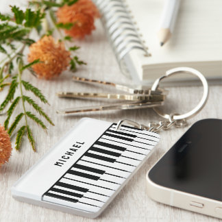 Porte-clefs Monogramme de clavier de piano noir et blanc