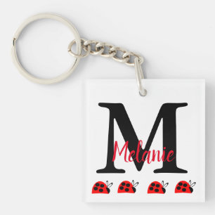 Porte-clefs Monogramme de coccinelle rouge 