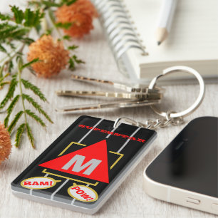 Porte-clefs Monogramme de dessin animé Superstar noir rouge