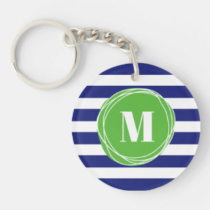 Porte-clefs Monogramme De Grandes Vertes Et Bleues Modernes