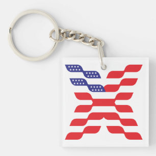 Porte-clefs Monogramme de la lettre X Drapeau des États-Unis