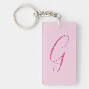 Porte-clefs Monogramme de lettre initiale rose clair chic uni