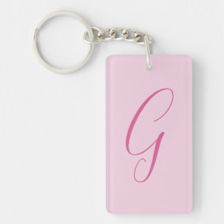 Porte-clefs Monogramme de lettre initiale rose clair chic uni
